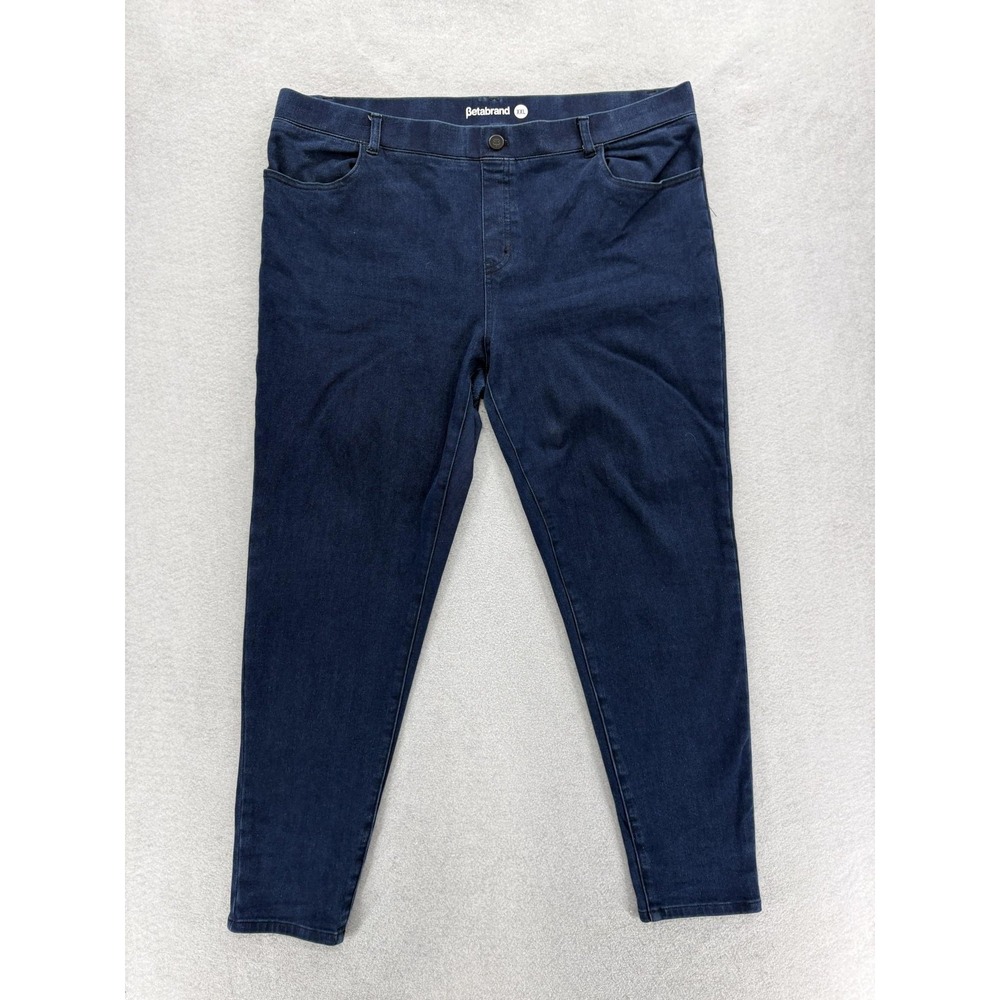 Betabrand Yoga Denim Pants Womens XXL Blue Dark Wash Mid Rise Slim Stretch Jeans